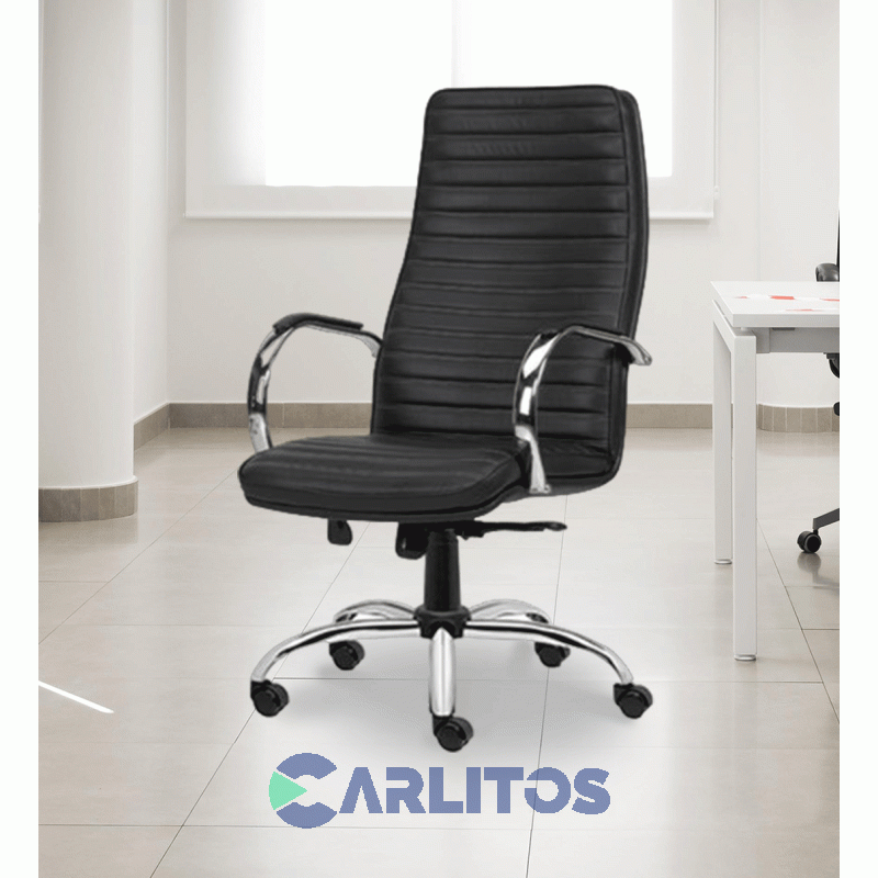 Sillón De Oficina Bastone Portantino 901 Base Cromada Tapizado Negro