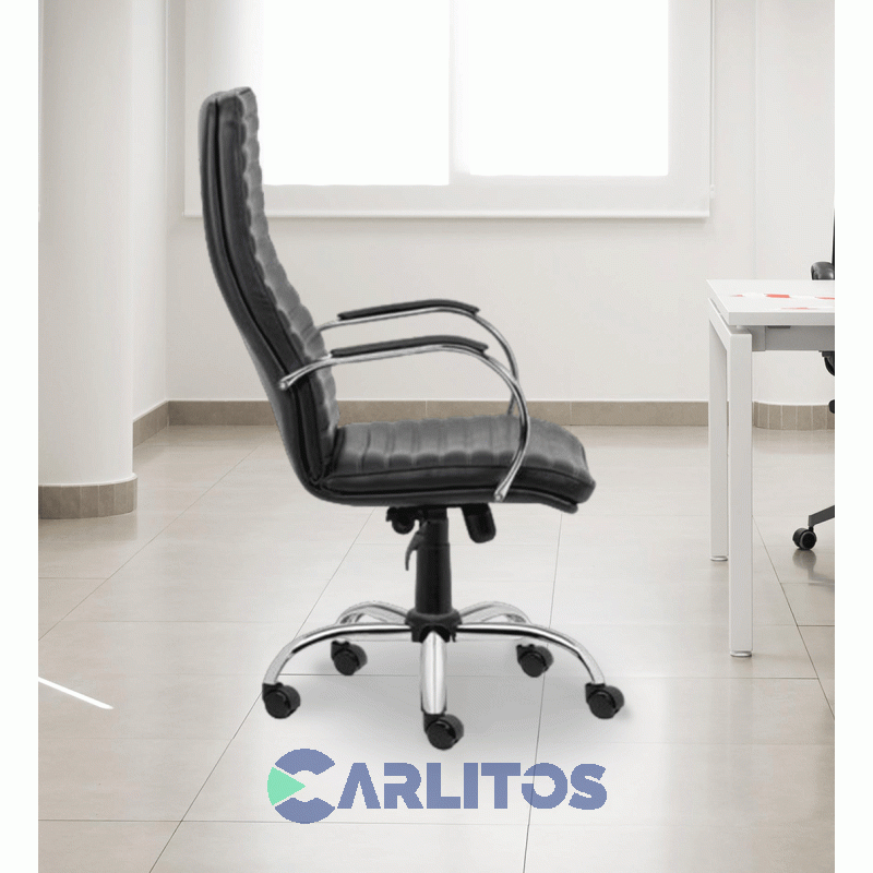 Sillón De Oficina Bastone Portantino 901 Base Cromada Tapizado Negro