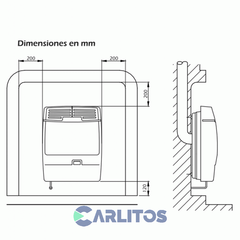 Calefactor 5000 Kc Tiro Natural Gas Envasado Volcan 46212v