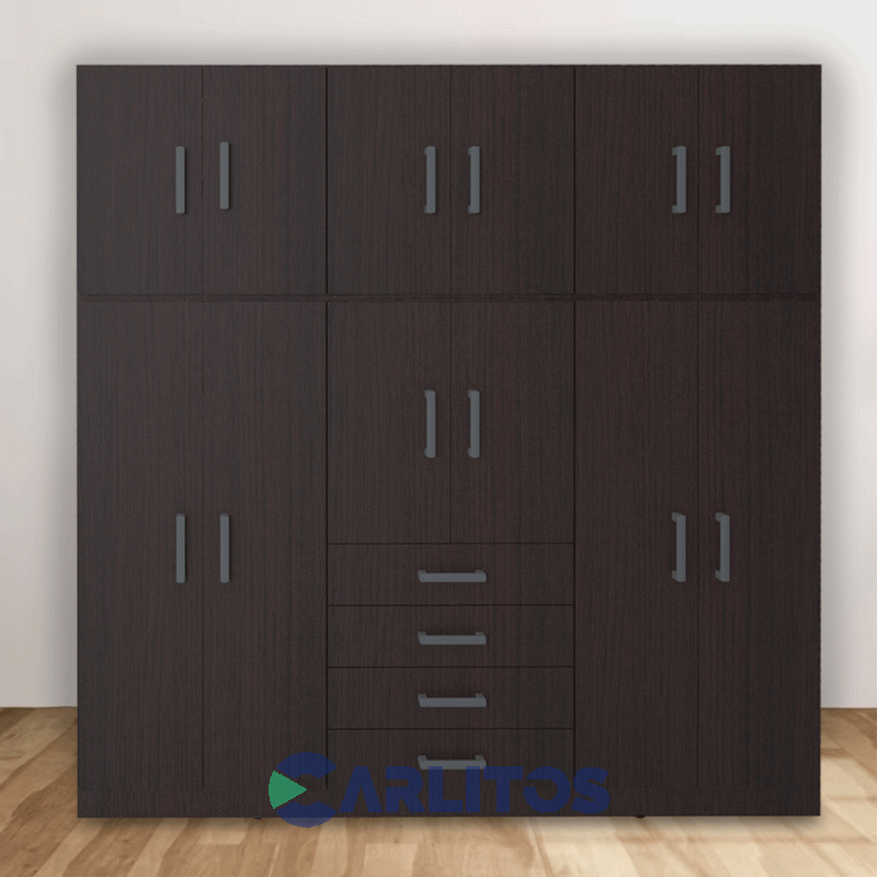 Placard 2.12 Mts Dos Cuerpos 12 Puertas 4 Cajones Orlandi Cod: 3552 Wengue Linea Nordica