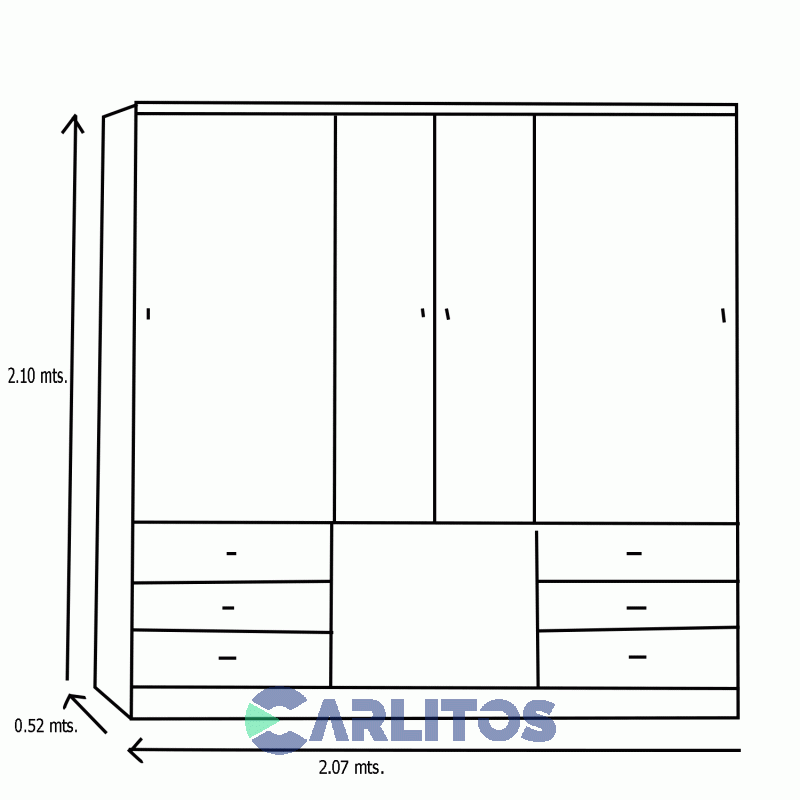 Placard 2.07 Mts Puertas Corredizas Wengue