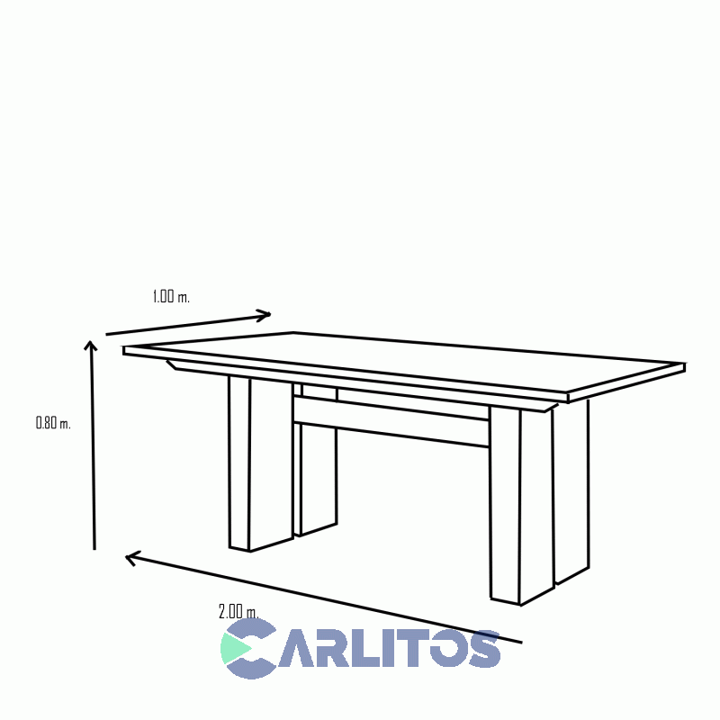 Mesa Rectangular Contemporánea 2.00 Mts Genoud Paraíso Roble