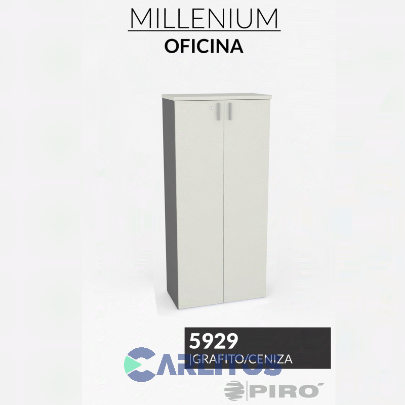 Biblioteca Profesional Media 2 Puertas Altas Piro Muebles Grafito/Ceniza