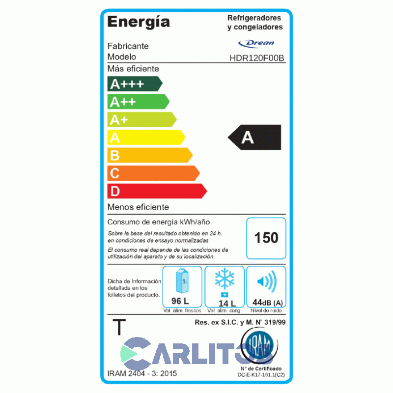 Heladera Bajo Mesada Drean 120 Litros Blanca Hdr120f00b