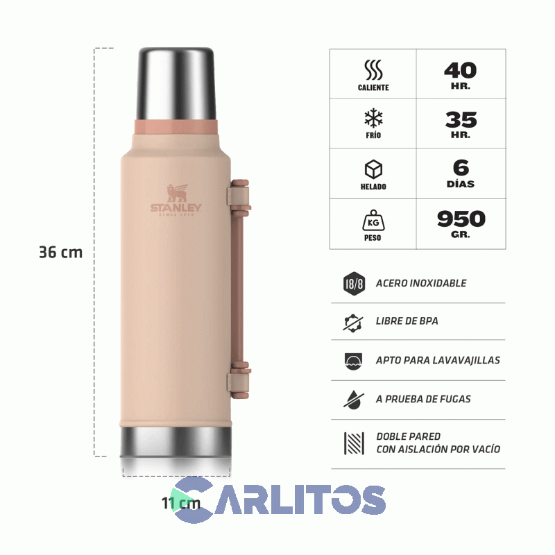 Termo De Mate Stanley Legendario Clásico XL 1.4 Litros Rosa