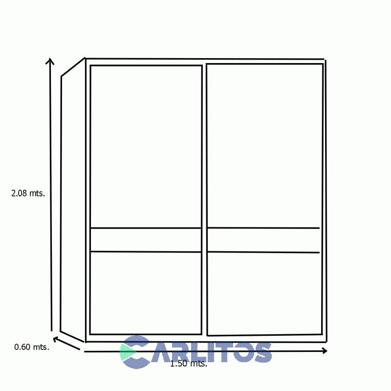 Placard 1.50 Mts Puertas Corredizas Línea Europa Valenziana Blanco y Barrique