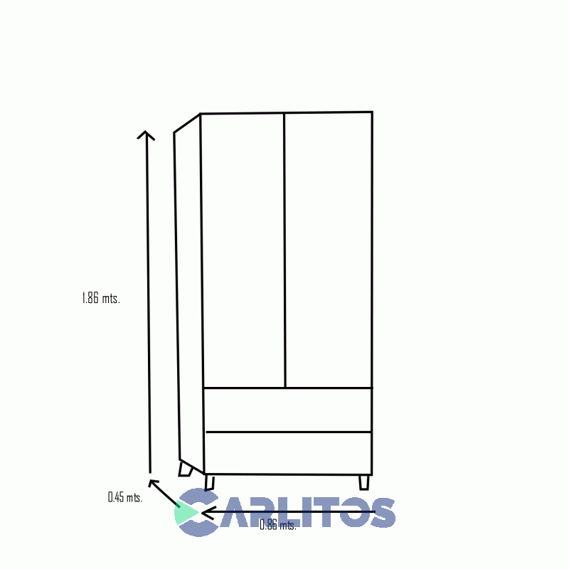 Placard 0.86 Mts 2 Puertas 2 Cajones Tables Nevado y Everest