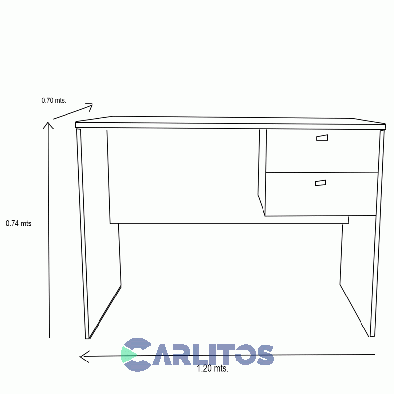 Escritorio Profesional 2 Cajones 1.20 Mts Platinum Gris Andino