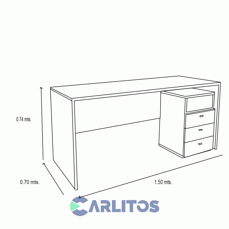 Escritorio Profesional 3 Cajones 1.50 Mts Platinum Negro y Haya