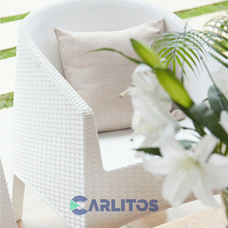 Sillon Pvc Garden Life Simil Rattan Ibiza Blanco