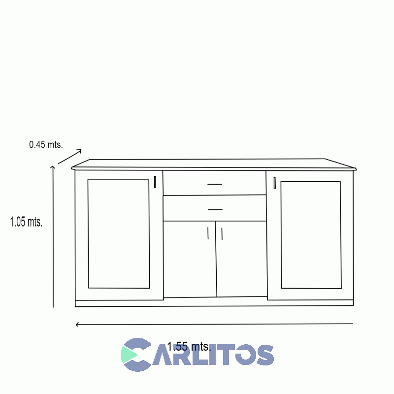 Bahiut 1.55 Mts Corpus 4 Puertas 2 Cajones Inmacol Miel