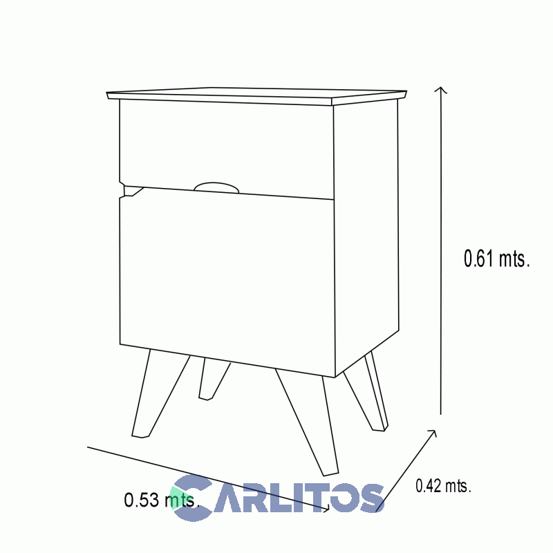 Mesa De Luz Escandinava 1 Puerta y 1 Cajón Inmacol Blanco