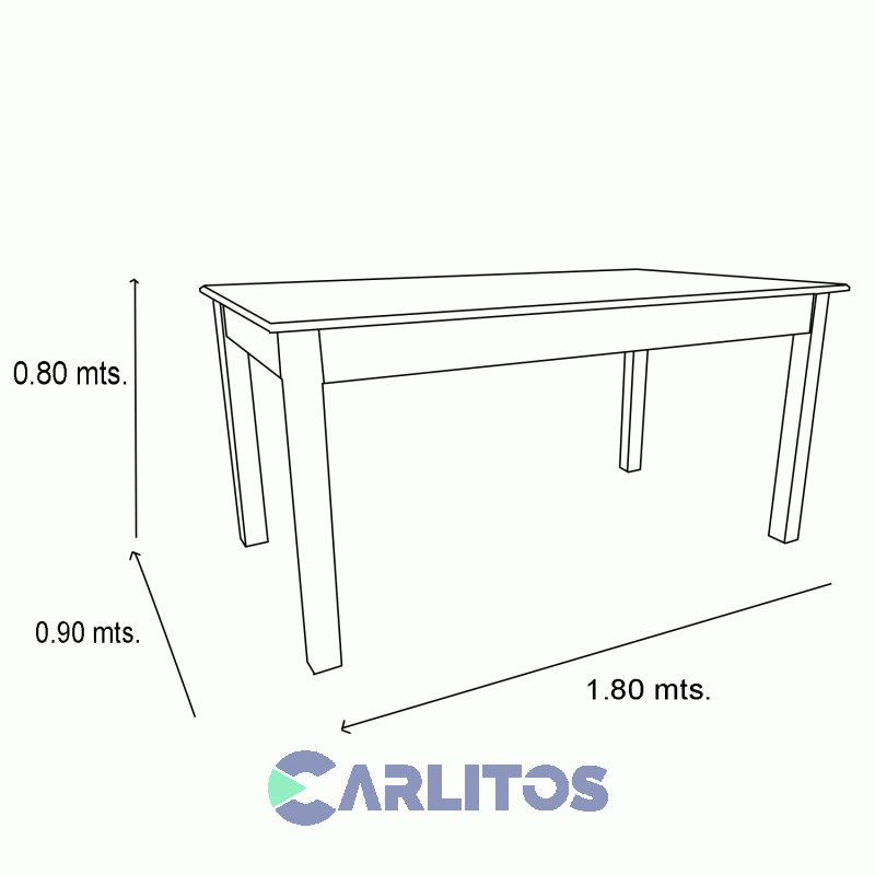 Mesa Rectangular Java 1.80 Mts Dadone Caramelo