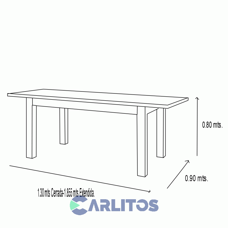 Mesa Extensible Contemporánea 1.30 Mts a 1.85 Mts Genoud Paraíso Roble