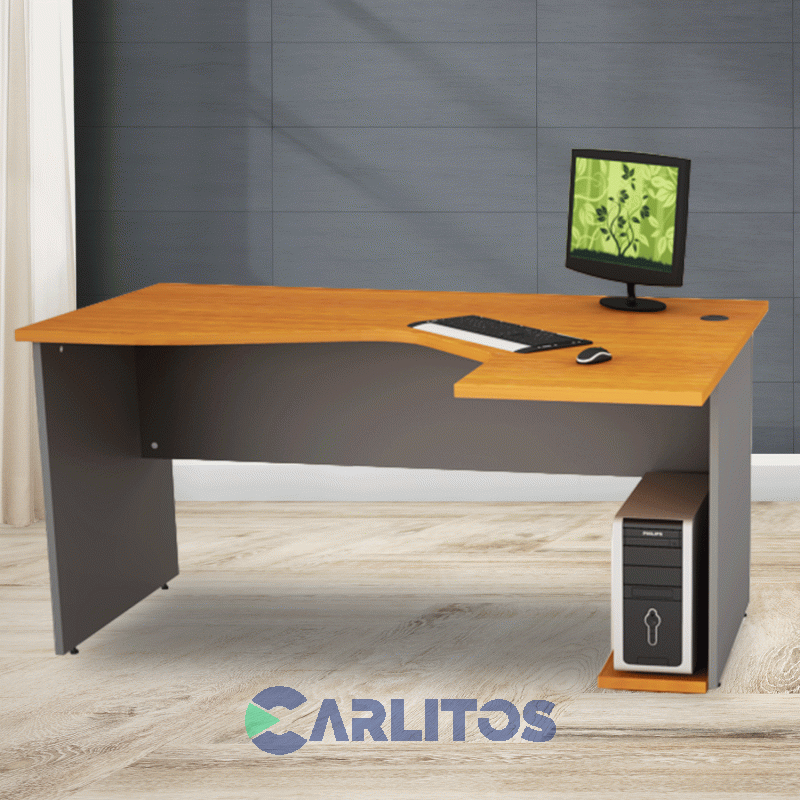 Escritorio Puesto De Trabajo Derecho 1.50 Mts Piro Muebles Grafito/Ceniza