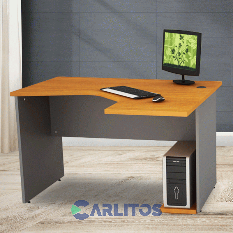 Escritorio Puesto De Trabajo Derecho 1.20Mts Piro Muebles Grafito/Ceniza