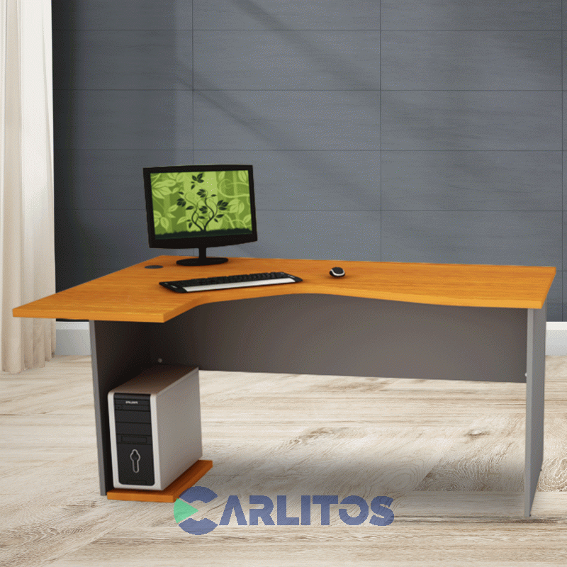 Escritorio Puesto De Trabajo Izquierdo 1.50 Mts Piro Muebles Grafito/Ceniza