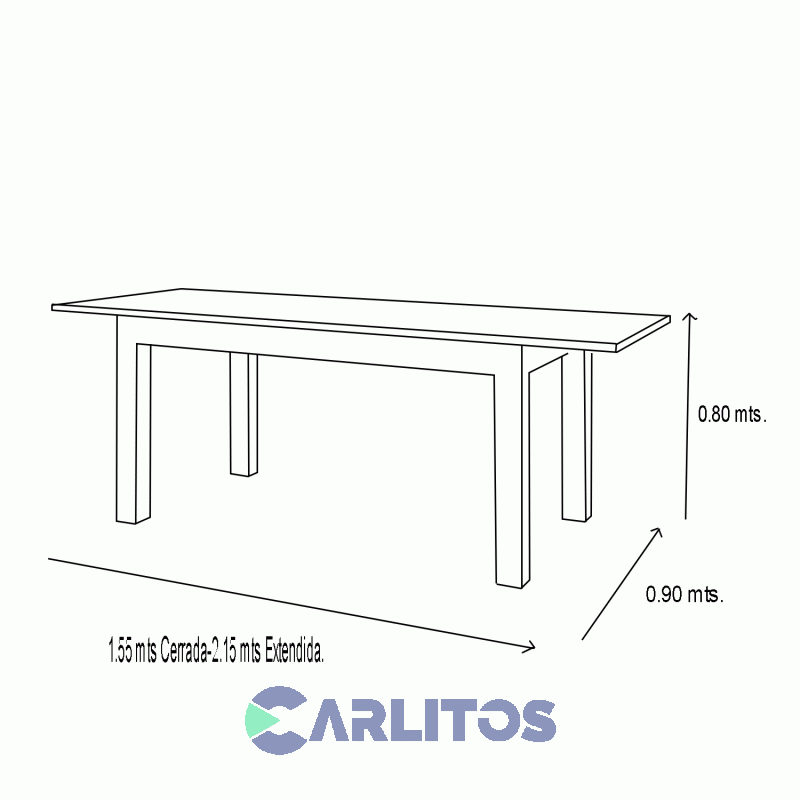 Mesa Extensible Contemporánea 1.55 Mts a 2.15 Mts Genoud Paraíso Castaño