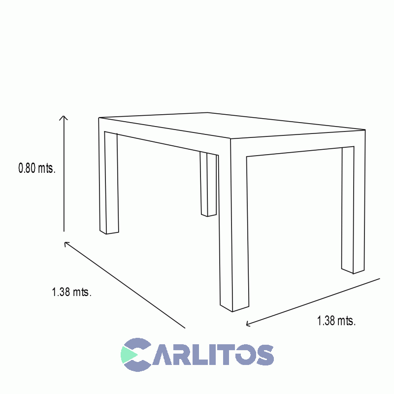 Mesa Cuadrada Contemporánea 1.38 Mts Genoud Paraíso Blanco