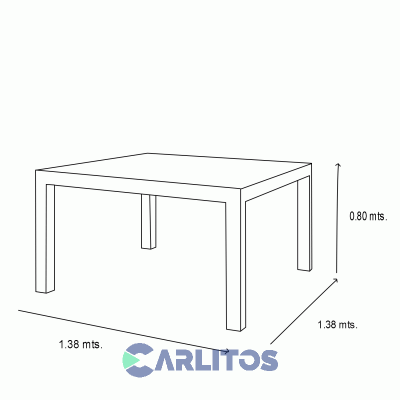 Mesa Cuadrada Contemporánea 1.38 Mts Genoud Paraíso Roble