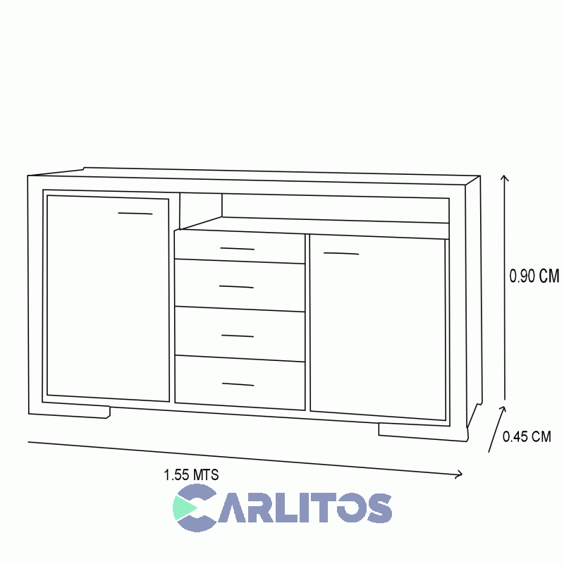 Bahiut Genoud 1.55 Mts X 0.45 Cm X 0.90 Cm Linea Contemporanea Roble