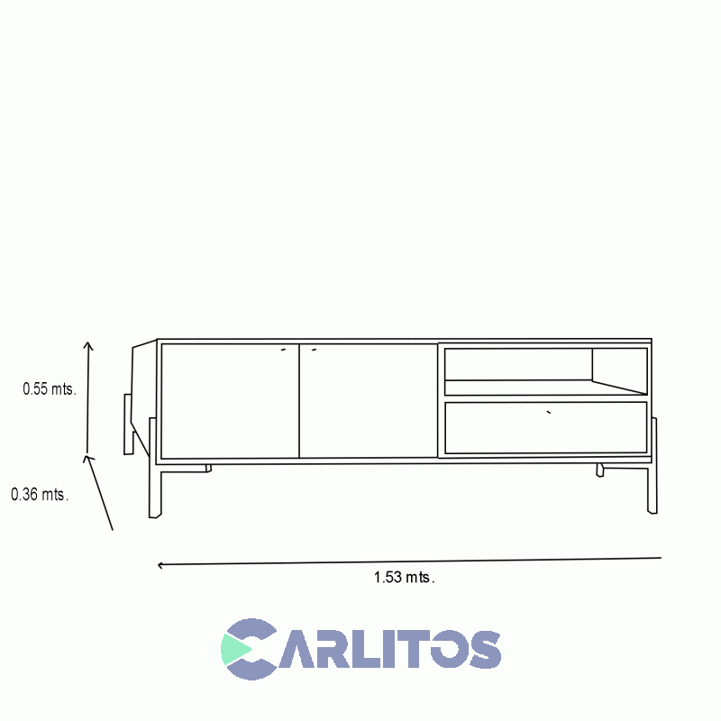 Rack Tv MetalWood 1.50 Mts Tables Gris y Olmo Finlandés