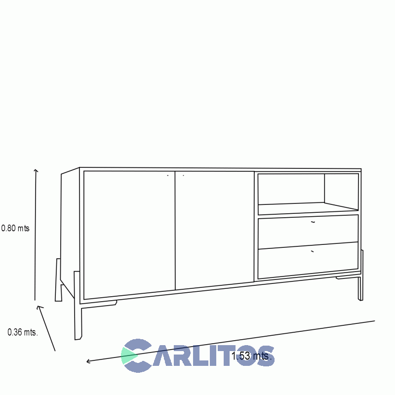 Bahiut MetalWood 1.50 Mts Tables Everest y Olmo Finlandés