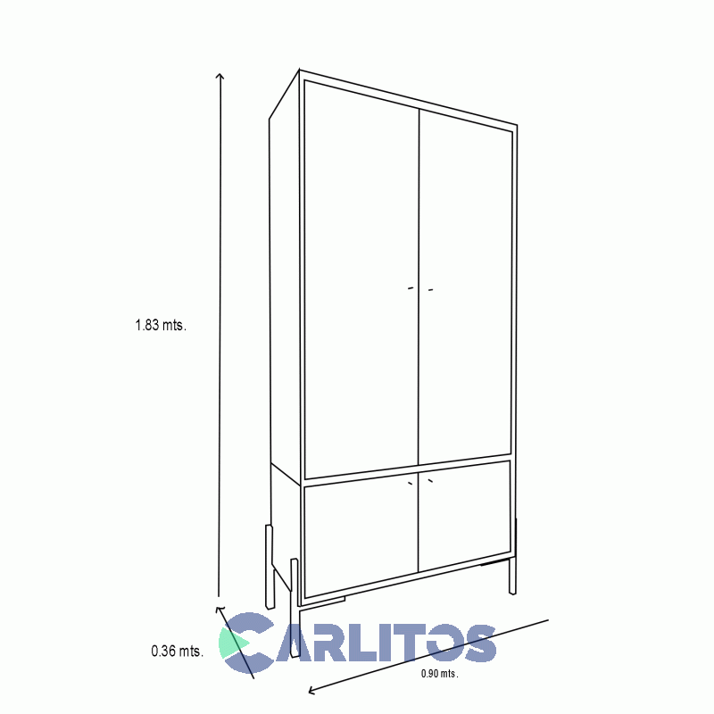 Módulo MetalWood 0.90 Mts Tables Gris y Olmo Finlandés