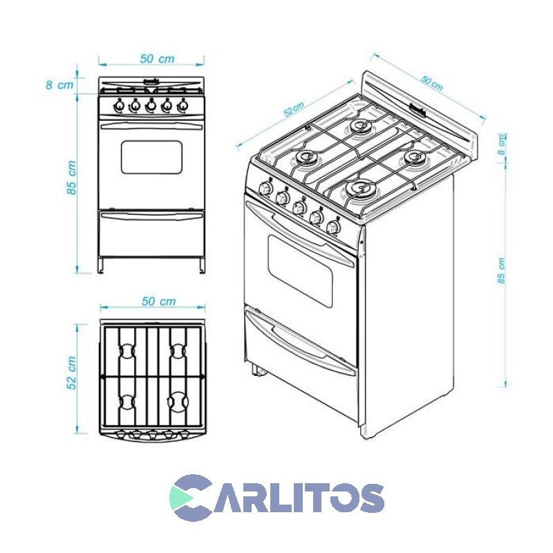 Cocina A Gas Escorial 50 CM Blanca Gas Natural Palace Cristal Lx S2