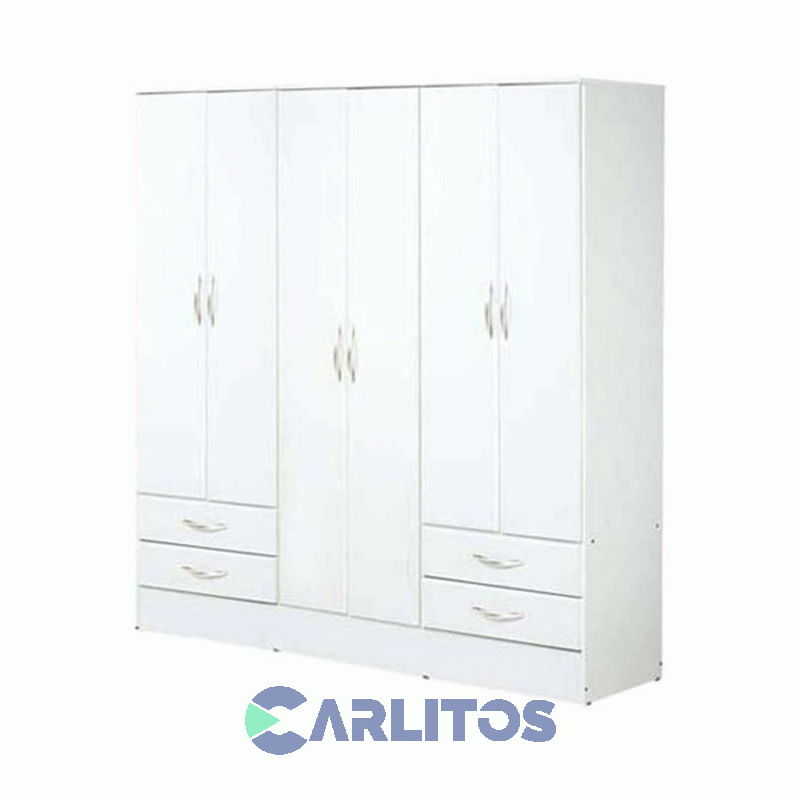 Placard 1.82 Mts 6 Puertas 4 Cajones Platinum Blanco Veta