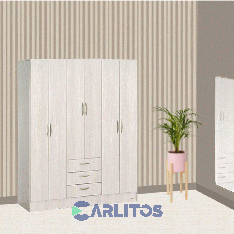 Placard 1.82 Mts 6 Puertas 3 Cajones Platinum Plus Gris Andino