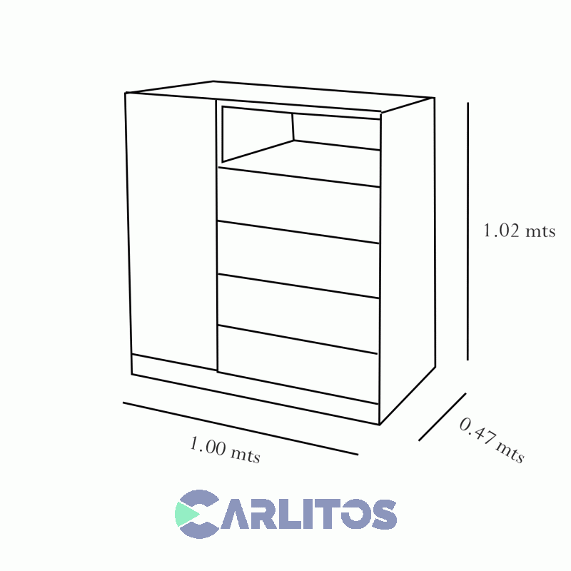 Chiffonier 1 Puerta 4 Cajones Platinum Tabaco