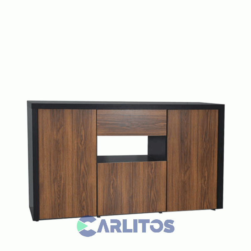 Bahiut 1.60 Mts Platinum Negro Y Roble Antiguo