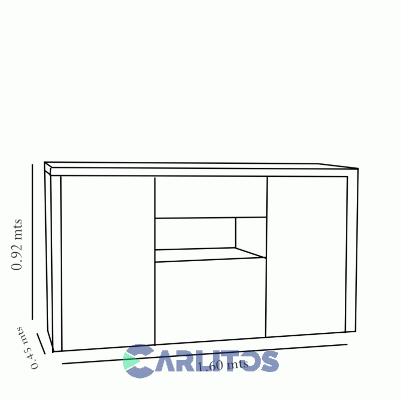Bahiut 1.60 Mts Platinum Gris Andino