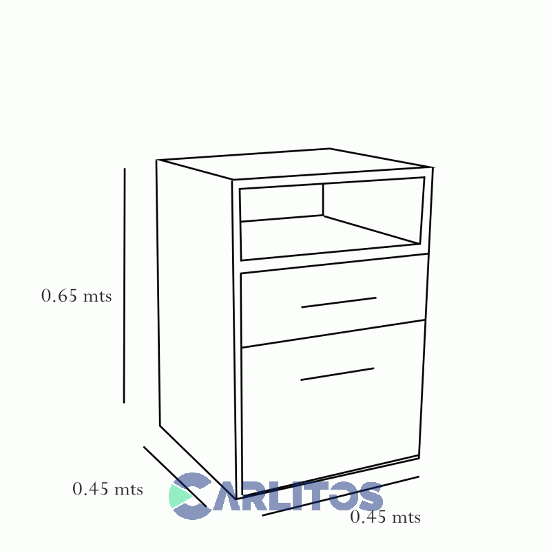 Mesa De Luz 1 Puerta 1 Cajón Platinum Blanco Veta