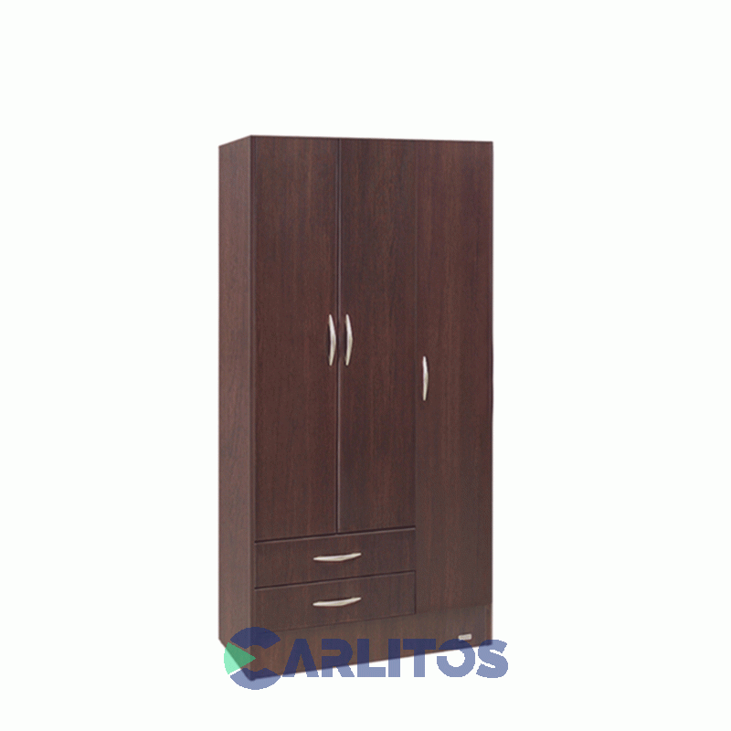 Placard 0.92 Mts 3 Puertas 2 Cajones Platinum Tabaco