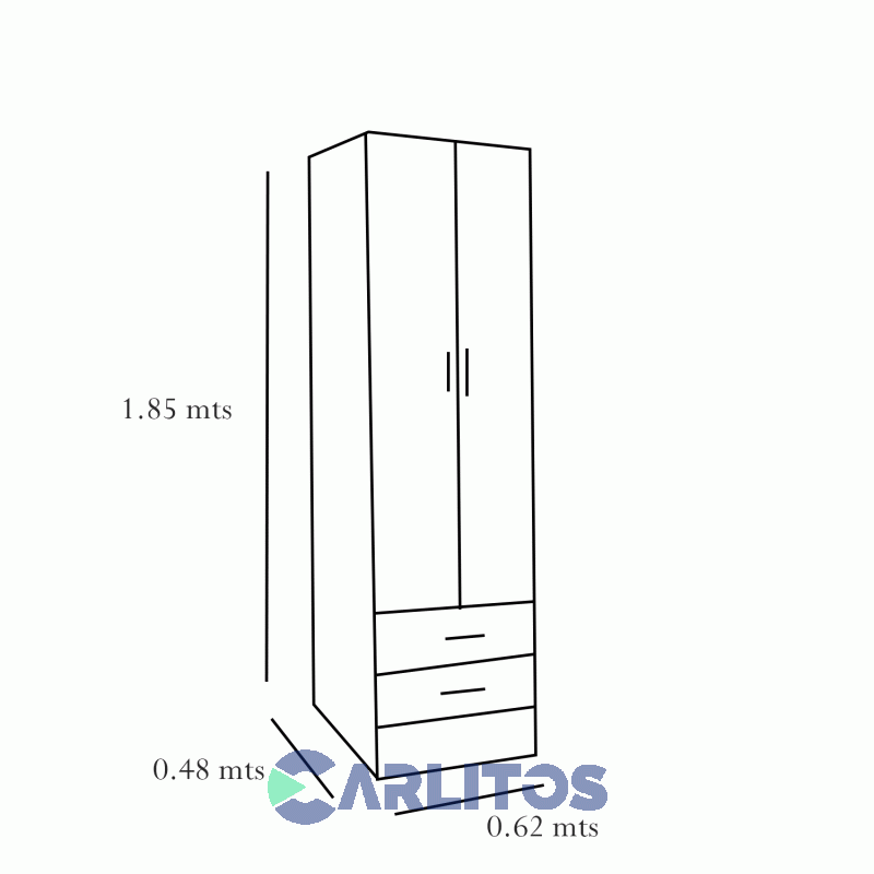 Placard 0.62 Mts 2 Puertas 2 Cajones Platinum Gris Andino