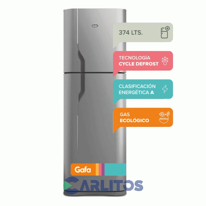 Heladera con frezeer Gafa 380 Litros Gris Plata Hgf388afp