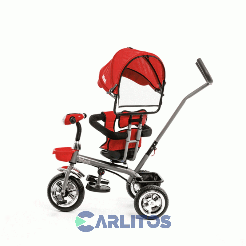 Triciclo Bebesit Con Barral Y Capota-Asiento Giratorio 360° Rojo Sl-1870d Premium