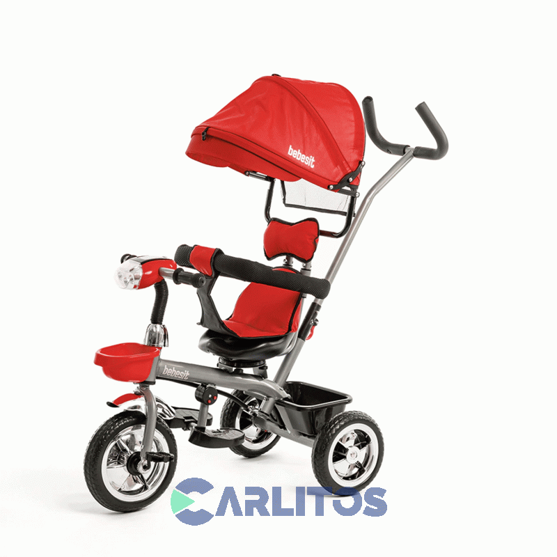 Triciclo Bebesit Con Barral Y Capota-Asiento Giratorio 360° Rojo Sl-1870d Premium