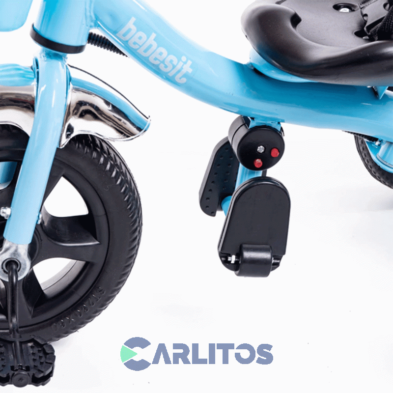 Triciclo Bebesit Con Barral De Acero Reforzado Azul Sl-1701c