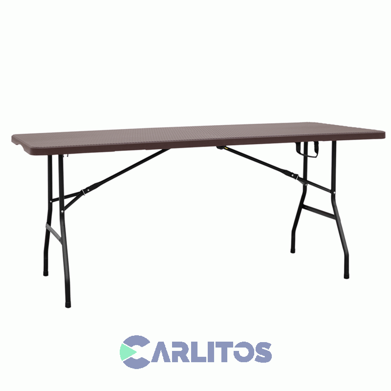 Mesa Plegable Multiuso Simil Ratan Con Estructura Acero 1.80 MTS