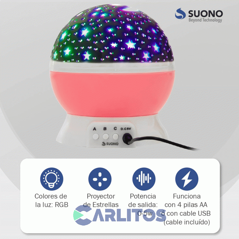 Lampara Esfera Led Estrellas Suono Celeste ILU0030