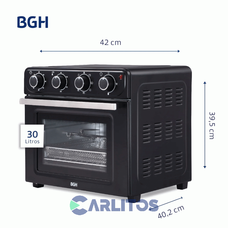 Horno Eléctrico Convección Con Freidora 30 Litros Bgh Bhe30fn24t