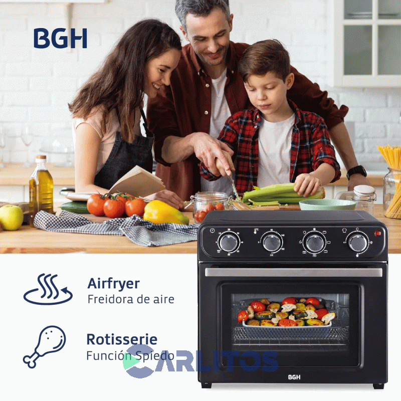Horno Eléctrico Convección Con Freidora 30 Litros Bgh Bhe30fn24t
