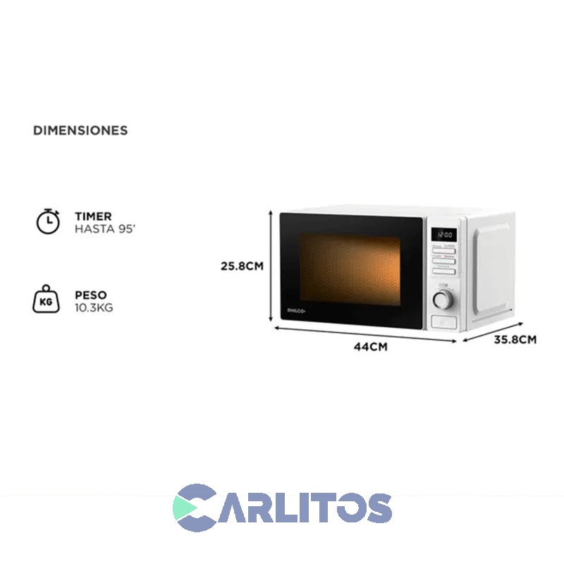 Microondas Digital Philco 20 Litros Blanco Mphdw20uap