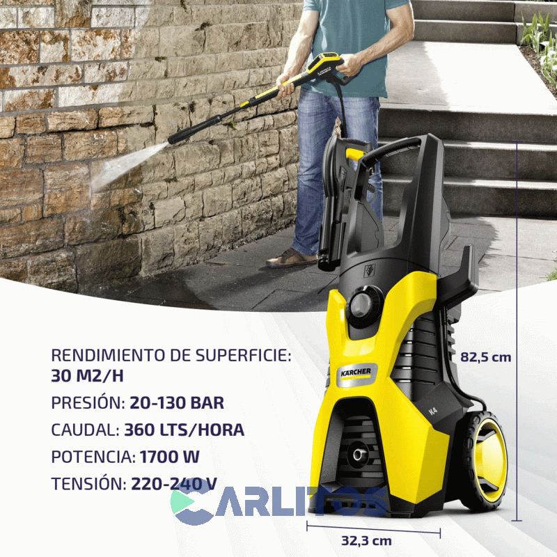 Hidrolavadora Karcher 130 Bat 360 Litros/Hora K4 Br