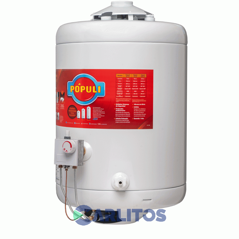 Termotanque A Gas Populi 45 Litros - C.Superior