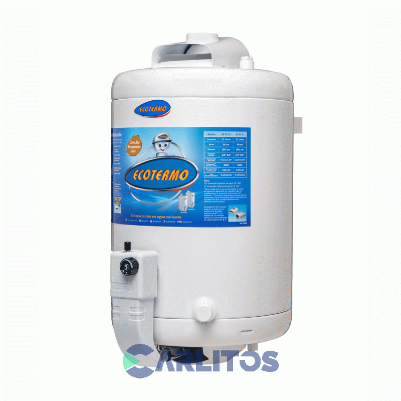 Termotanque A Gas Ecotermo Alta Recuperación 53 Litros Ep 53