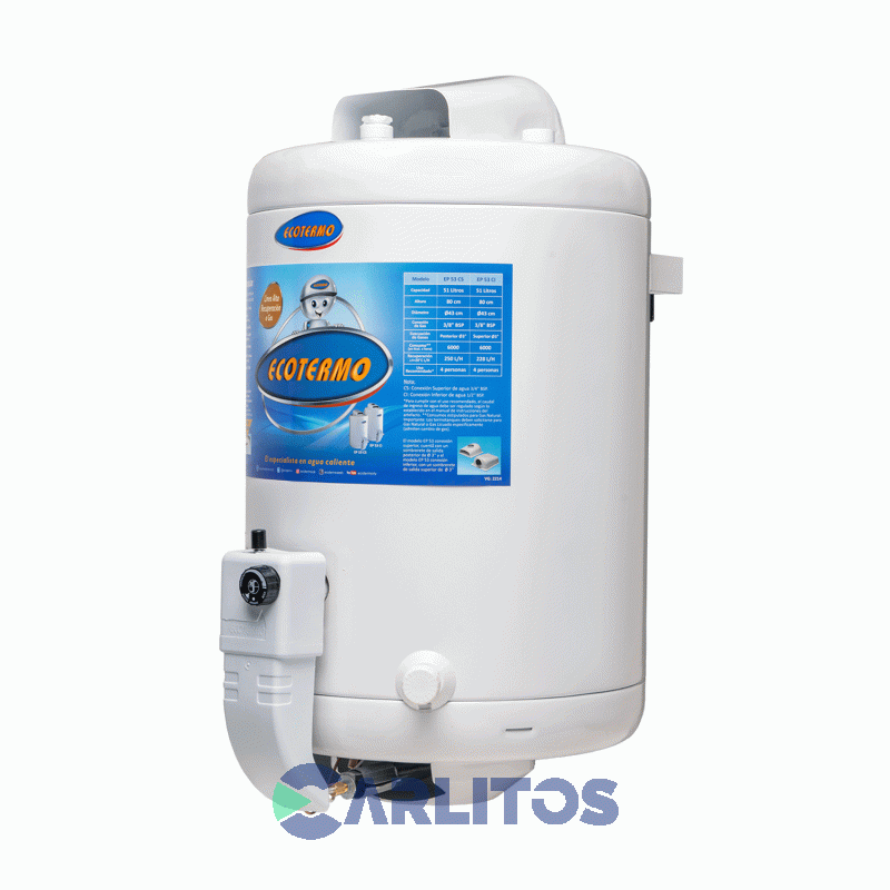 Termotanque A Gas Ecotermo Alta Recuperación 53 Litros Ep 53